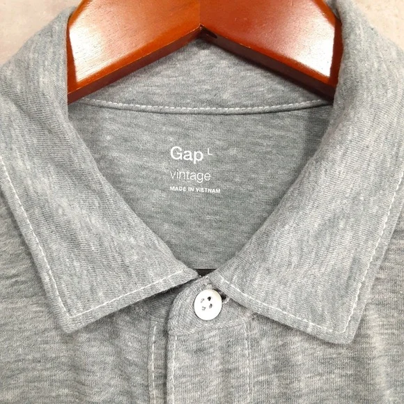 GAP Vintage-Mens Short Sleeve Button Shirt Sz.L/Blue/Rayon-Polyester Blend - Picture 2 of 11